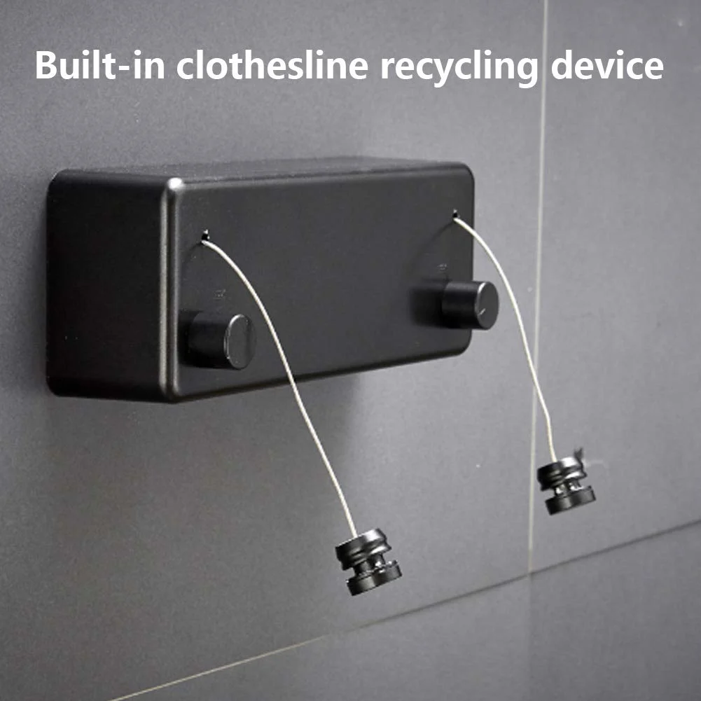 Retractable Dual Lines Stainless Steel Simple Wall Mounted Heavy Duty Clothes Line with Adjustable Rope - Product Details