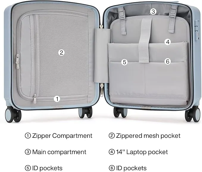 Hanke 16 Inch Underseat Carry On Luggage with Wheels Hard Shell Suitcases Lightweight - Product Details