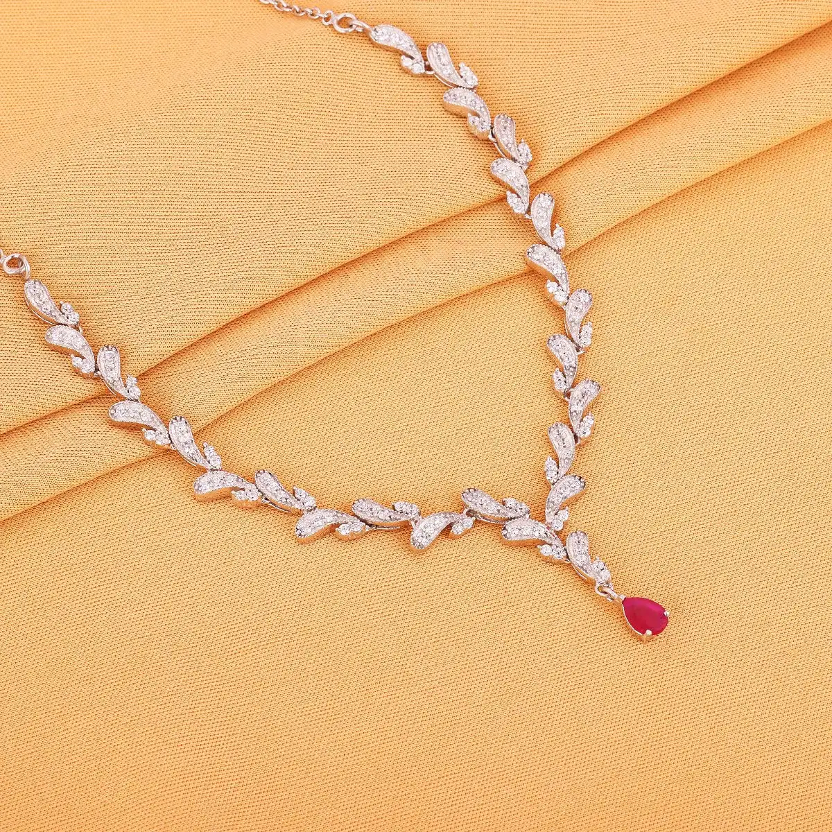 Sterling Silver Ruby Detail Necklace for Women and Girls - Product Details
